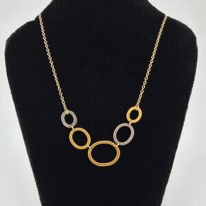NWT Zina Kao Multicolor Silver and Gold Circle Link Necklace